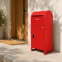 Boîte à colis métallique autoportante avec dessus incurvé, double fente anti-pêche, boîte aux lettres extérieure sécurisée verrouillable, armoire de rangement pour colis OEM