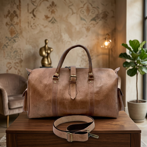 Sac de voyage unisexe de luxe classique en cuir véritable de qualité supérieure, élégant et tendance, avec poignée souple et fermeture éclair intégrée - Product Image 2