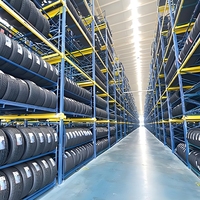 Étagère de stockage industrielle en acier haute résistance à 5 niveaux pour pneus, tube carré, personnalisable, revêtement poudré