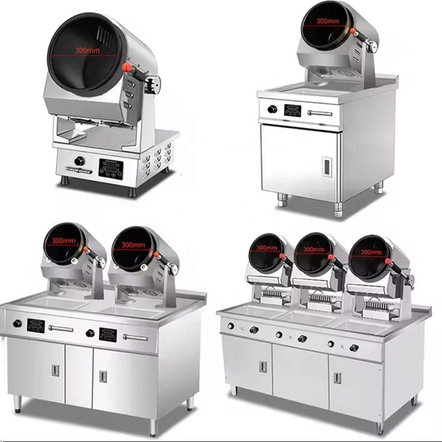 Electric Gas Multi-Function Rotating Stir Fry Fried Rice Pot Intelligent Roller Wok Smart Cooking Robot