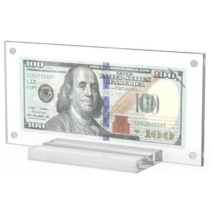 T-forma Acrílico Dollar Bill Display Frames Moeda Papel Dinheiro Titulares para Colecionadores - Product Image 6
