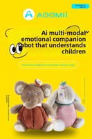 Pouf intelligent en peluche courte ultra douce avec IA, en coton PP, fonction de dialogue vocal, motifs Fraise, Lapin, Éléphant, avec expression d'émotion des yeux et connectivité Wi-Fi