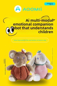 Pouf intelligent en peluche courte ultra douce avec IA, en coton PP, fonction de dialogue vocal, motifs Fraise, Lapin, Éléphant, avec expression d'émotion des yeux et connectivité Wi-Fi - Product Image 3