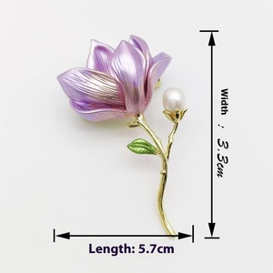 High-Grade Elegante Magnólia Broche Nova Moda Estilo Chinês Avançado Sentido Corsage Acessório Esculpido Metal Artesanato de Metal - Product Image 6