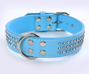 Kalung anjing bertatahkan kristal ramah lingkungan kulit elegan kerah anjing PU - Product Image 3