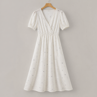Tissu floral Dobby teint en fil 85% coton 15% tissé, 114 g/m², 57/58 pouces, motif fleurs minuscules multicolores texturées pour robes, literie bébé, garçons