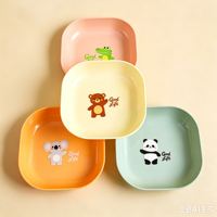 Assiette carrée en plastique PP imprimée avec des dessins animés, de qualité alimentaire, réutilisable, pour enfants, avec logo personnalisé