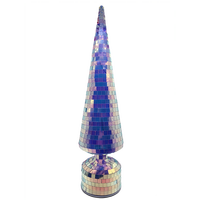 Arbre de Noël en verre LED rotatif avec miroir mosaïque, décoration pour fêtes, mariages et événements à domicile