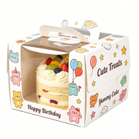 Boîte à gâteau personnalisée pour fête d'anniversaire d'enfants avec fenêtre, emballage cadeau en papier en gros pour repas d'enfants
