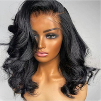 Peluca de Cabello Humano Virgen Natural Transparente de 18 Pulgadas 13x4 con Ondas Suaves, Pelucas de Encaje HD Brasileñas con Frente de Encaje para Mujer