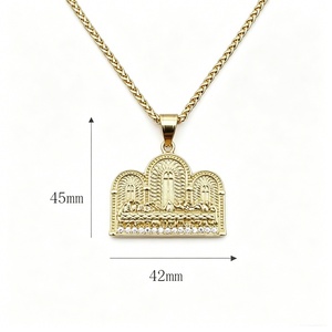 Collier Pendentif La Cène en Acier Inoxydable Plaqué Or avec Strass, Religieux Jésus Douze Apôtres, Chaîne Corde Hip Hop pour Hommes - Product Image 6