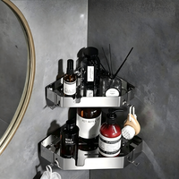 Étagère de douche d'angle triangulaire en acier inoxydable 304, fixation murale adhésive sans perçage, organisateur de salle de bain