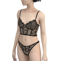 Ensemble soutien-gorge et culotte sexy en dentelle pour femme, une pièce, respirant, brodé, en Spandex/Nylon, avec armatures, culotte string, séchage rapide, vente en gros
