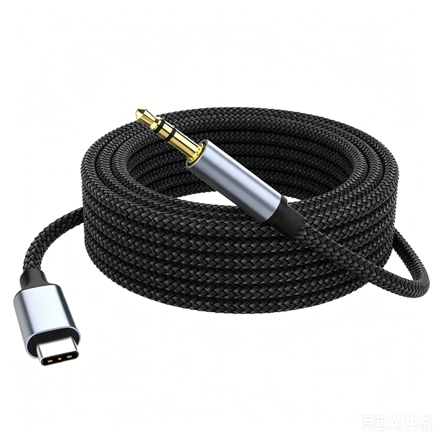 USB-C to 3.5mm HiFi Stereo Audio Cable Aluminum Alloy Braided Shielding Pure Copper Conductor 1m for Car Speaker Headphone