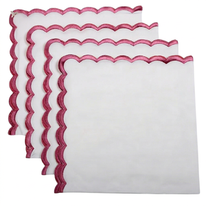 Serviettes carrées en coton blanc 18x18 pouces personnalisables en gros, broderie festonnée rose, écologiques pour mariages, événements et décoration intérieure - Product Image 1