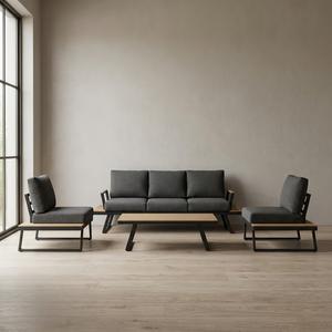 Conjunto de Sofás Modernos para Exteriores con Detalles en Acabado de Teca y Cojines Impermeables para <span class=keywords><strong>Terraza</strong></span> de Villa de Lujo - Product Image 4