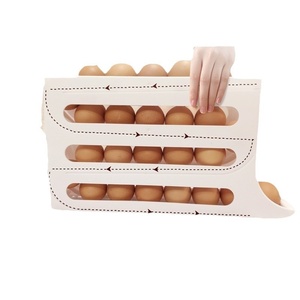OWNSWING Distributeur d'oeufs roulant automatique à 4 niveaux Porte-oeufs peu encombrant pour réfrigérateur Organisateur d'oeufs de cuisine en plastique durable - Product Image 1