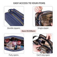 Sacs à cosmétiques imperméables avec poignée en cuir PU personnalisée, sacs à maquillage avec impression, pochette zippée