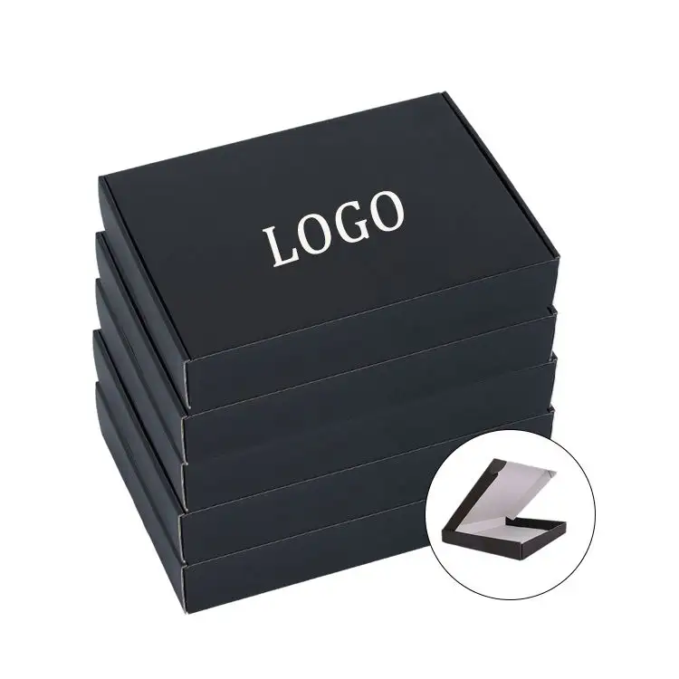 New Trending Black Mailer Box Wholesale Custom Packaging Boxes Fashion Corrugated Paper Foldable Printing Shipping Boxes
