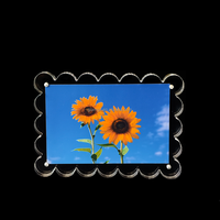 Cadre photo magnétique en acrylique transparent effet miroir, double panneau, 2x6 pouces, pour affiche murale, format personnalisable, bord festonné, 4x6 pouces