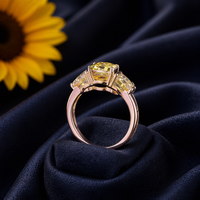 Bague de fiançailles en argent sterling 925 avec trois pierres de moissanite taille brillant rond serties à griffes, bijoux de mariage