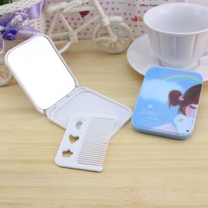 Cute Cartoon <b>Mirror</b> And Comb Set 6.5x8.5Cm With Portable Case For Makeup And Daily Use - Product Image 3