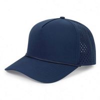 Casquette de pêcheur 5 panneaux personnalisée de haute qualité, anti-transpiration, avec trous découpés au laser, maille respirante, logo imprimé, fermeture snapback pour la course à pied