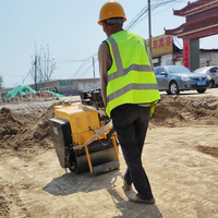 Konstruktion Beton boden Mini tragbare Hand Push Walk-Behind Handheld bewegliche Doppelt rommel walze Vibrations asphalt walzen