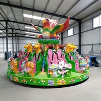 Manège de parc d'attractions extérieur certifié CE, type Flying Turntable, construction en fibre de verre et acier, capacité 24 personnes, garantie 12 mois