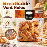 Sac à pain grillé avec poignée et fond à soufflet, en PET et CPP laminé, de qualité alimentaire, avec trous d'aération, pour boulangerie et supermarché, vente en gros en vrac
