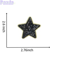 Parche de estrella de hierro de 2,6 pulgadas hecho a mano, borde brillante de alta calidad, bordado de lentejuelas para ropa vaquera o sombreros