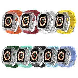 Rose Gold Nút Sang Trọng Trong Suốt Xem Trường Hợp Mod Kit Đối Với Apple Xem 49Mm Siêu Fkm Cao Su Ban Nhạc Đồng Hồ 44 45Mm Sửa Đổi - Product Image 1