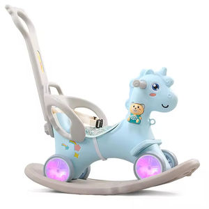 Chaise à bascule d'intérieur multifonctionnelle 2-en-1 Jouet animal en PVC pour bébé enfant Colorful Indoor Ride <span class=keywords><strong>Hobbyhorse</strong></span> Rose Orange - Product Image 3