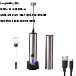 <span class=keywords><strong>Mousseur</strong></span> à lait portatif, <span class=keywords><strong>mousseur</strong></span> à lait électrique avec 2 fouets, 3 vitesses, mixeur à boissons rechargeable, <span class=keywords><strong>mousseur</strong></span> à café électrique avec support - Product Image 2