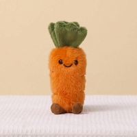 En gros, Mini porte-clés peluche carotte personnalisée, légume en peluche doux avec visage et pieds, pour boutiques de cadeaux et machines à griffes, approvisionnement en gros