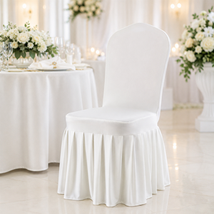 Housse de chaise de banquet sur mesure avec jupe plissée, extensible, idéale pour les mariages, événements et la location par les entreprises - Product Image 1