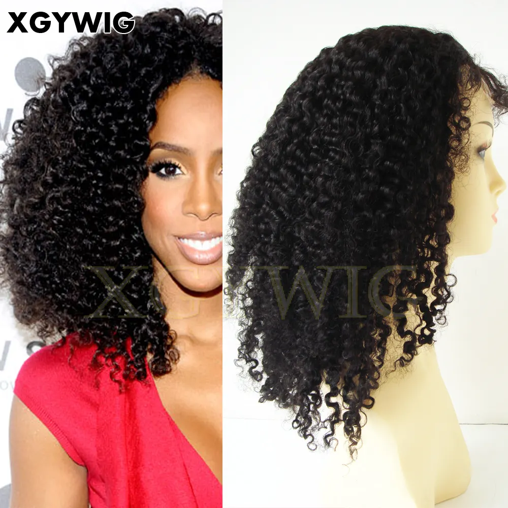 Peruca de renda cabelo humano encaracolado, estoque 8 "-30" barato 100% indiana remy celebridade encaracolado afro peruca para mulheres negras