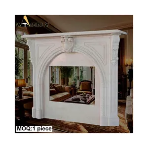 Wholesale Home Decoration Antique Fireplaces Indoor Classic European Style White Mabrle Stone Fireplace Mantel Surround Prices