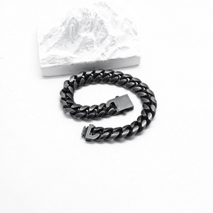 <b>Mens</b> Stainless Steel Cuban Link Bracelet Heavy Duty Black Oxidized Retro Gothic Punk Biker Style Jewelry Adjustable <b>for</b> <b>Men</b> - Product Image 3