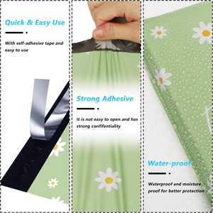 100 Pcs 10x13 Inch Chrysanthemum Printed <b>Poly</b> <b>Mailers</b>, Waterproof Tear-Resistant Thank You Shipping <b>Bags</b>, Self-Adhesive <b>Cute</b> Mai - Product Image 3