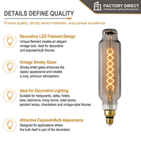Ampoule à filament LED TT80 7W E26 E27 en verre fumé, lumière chaude 2200K 400LM, lampe rétro pour café, hôtel, restaurant, CE UL FCC, directement de l'usine