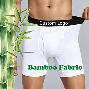Men's Solid Color Boxer Briefs Bamboo Mid-Rise Breathable Custom Logo Printed <b>Underwear</b> 4 Pieces Set - Product Image 2