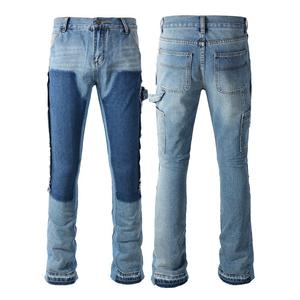 Alta calidad <span class=keywords><strong>hombre</strong></span> Denim marca diseñador Streetwear Jeans Straight Fit Vintage invierno moda Y2k apilado Cargo Mid Rise lavado - Product Image 1