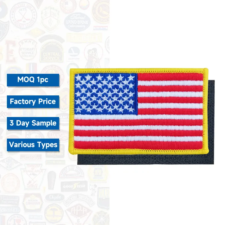 Ons Land Vlag Patch China Custom Geen Onderzoek Krasborduurwerk Usa American Flag Patch