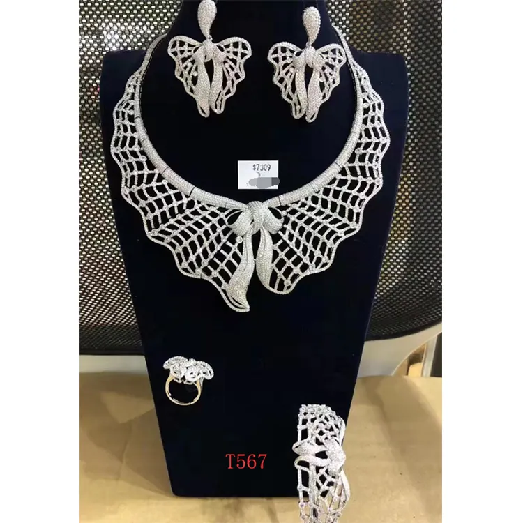 Set-111 Xuping women jewelry necklace set zircons paved bridal wedding set