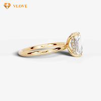 VLOVE Luxuriöser Damen-Verlobungsring aus 14K Massivgold mit Strahlendem Altminenschliff Brillanten und Verstecktem Halo, IGI-Zertifiziert