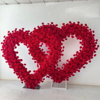 Fournitures de fête, arche de fleurs en soie rouge en forme de cœur, support de fond de scène de mariage, arche de fleurs pour la décoration de mariage