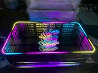 Table basse moderne rectangulaire sur mesure avec miroir LED 3D à effet infini pour salons, clubs, soirées à thème, KTV et entreprises