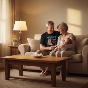 Camiseta para revelación de género Boots Or Bows, diseño Grandpa Loves You, unisex para adultos, manga corta, cuello redondo, impresión digital - Product Image 3