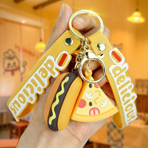 Délicieux Hamburger Pizza 3D PVC porte-clés simulé alimentaire caoutchouc voiture porte-clés arc-en-ciel dragonne délicieux alimentaire PVC porte-clés - Product Image 4